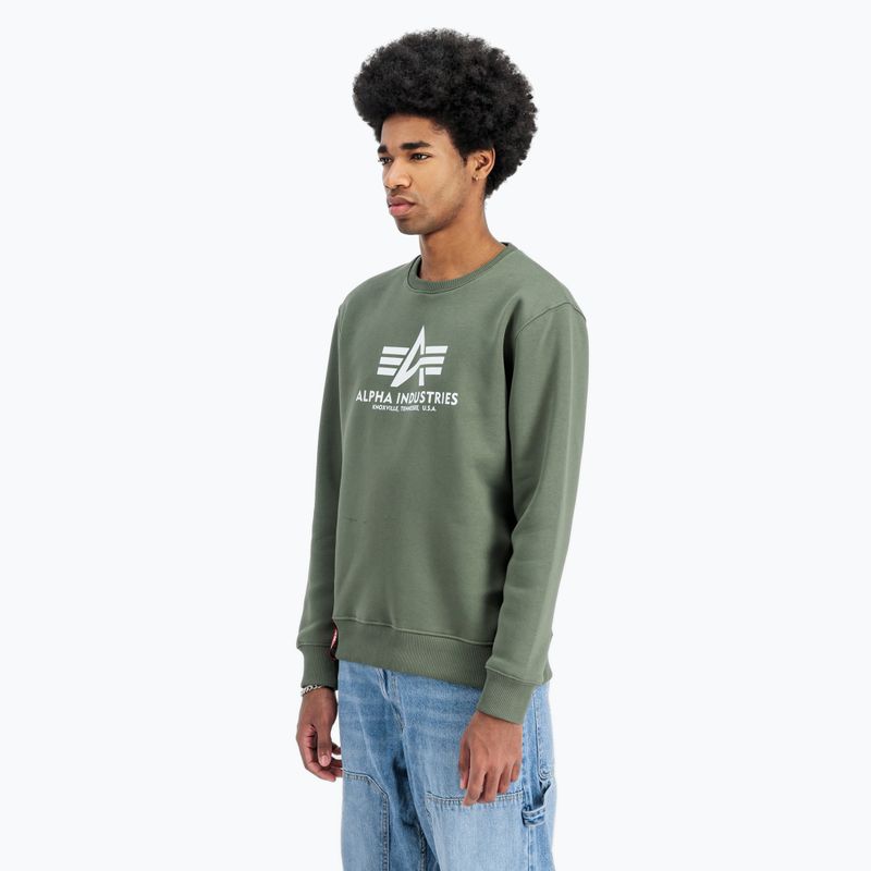 Alpha Industries férfi Basic sötét olívazöld pulóver 4