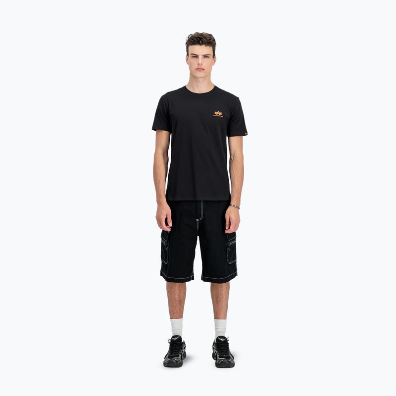 Férfi Alpha Industries Basic Small Logo póló fekete/neon narancssárga 2