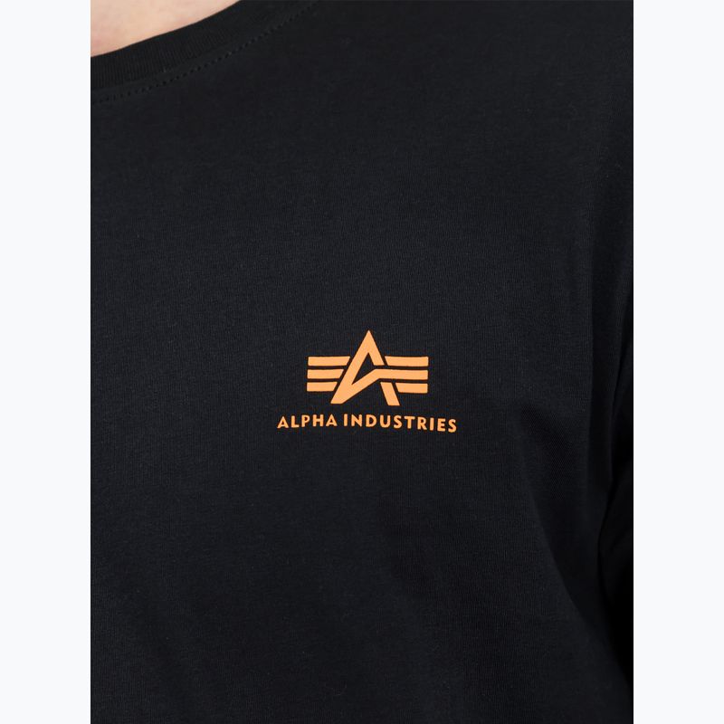 Férfi Alpha Industries Basic Small Logo póló fekete/neon narancssárga 4