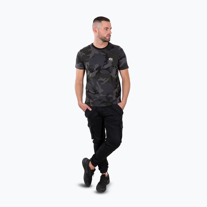 Férfi Alpha Industries Basic Small Logo Camo fekete póló 2