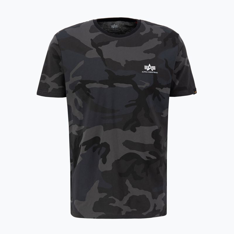 Férfi Alpha Industries Basic Small Logo Camo fekete póló 4
