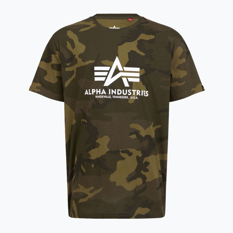 Férfi Alpha Industries Basic Camo oliva színű terepszínű póló póló 3