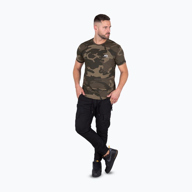 Férfi Alpha Industries Basic Small Logo Camo oliva színű póló 2