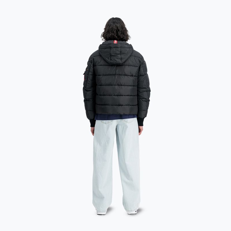 Férfi Alpha Industries kapucnis puffer dzseki Faux Down kabát fekete 3