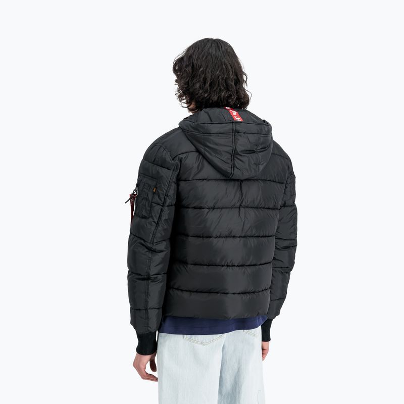 Férfi Alpha Industries kapucnis puffer dzseki Faux Down kabát fekete 4