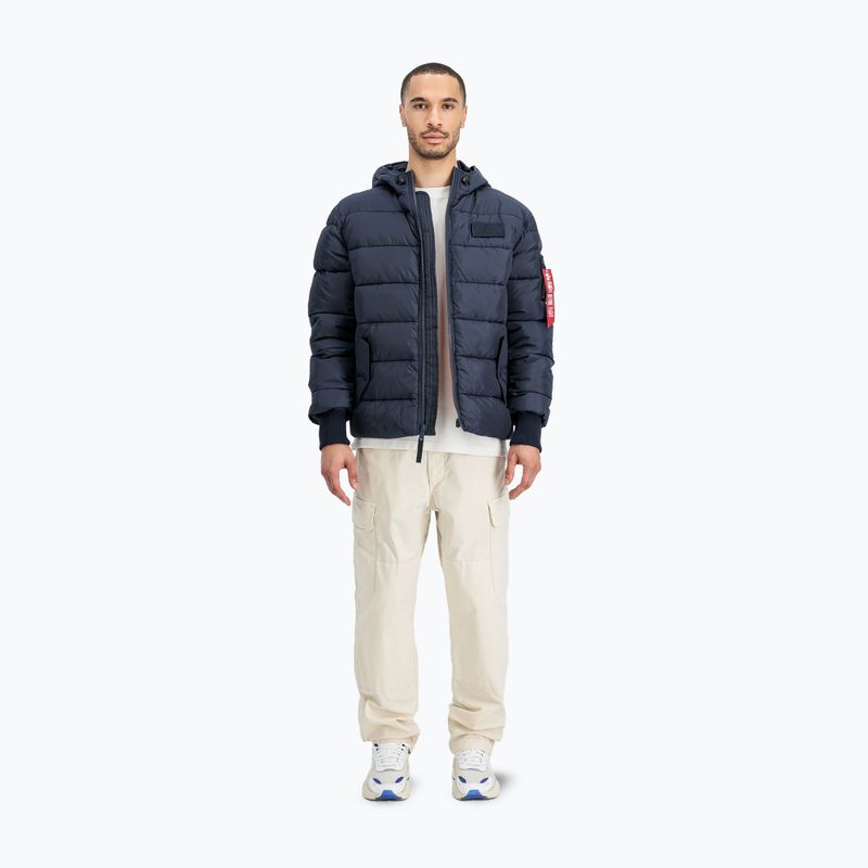 Férfi Alpha Industries kapucnis puffer dzseki Faux Down kabát rep.blue 2