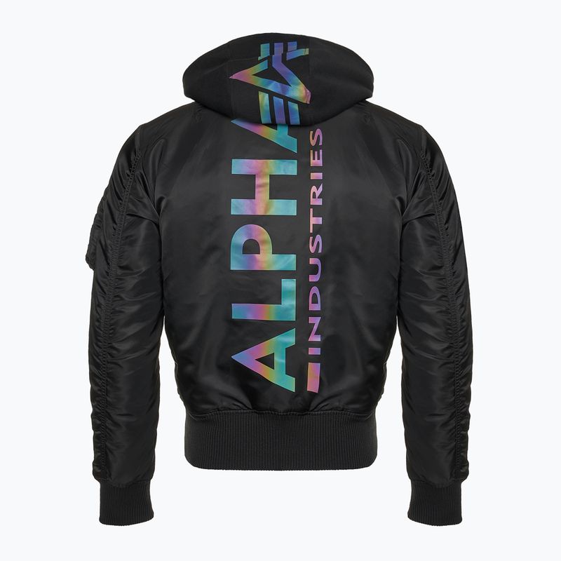 Alpha Industries férfi dzseki MA-1 ZH Back Print fekete / szivárvány fényvisszaverő 2