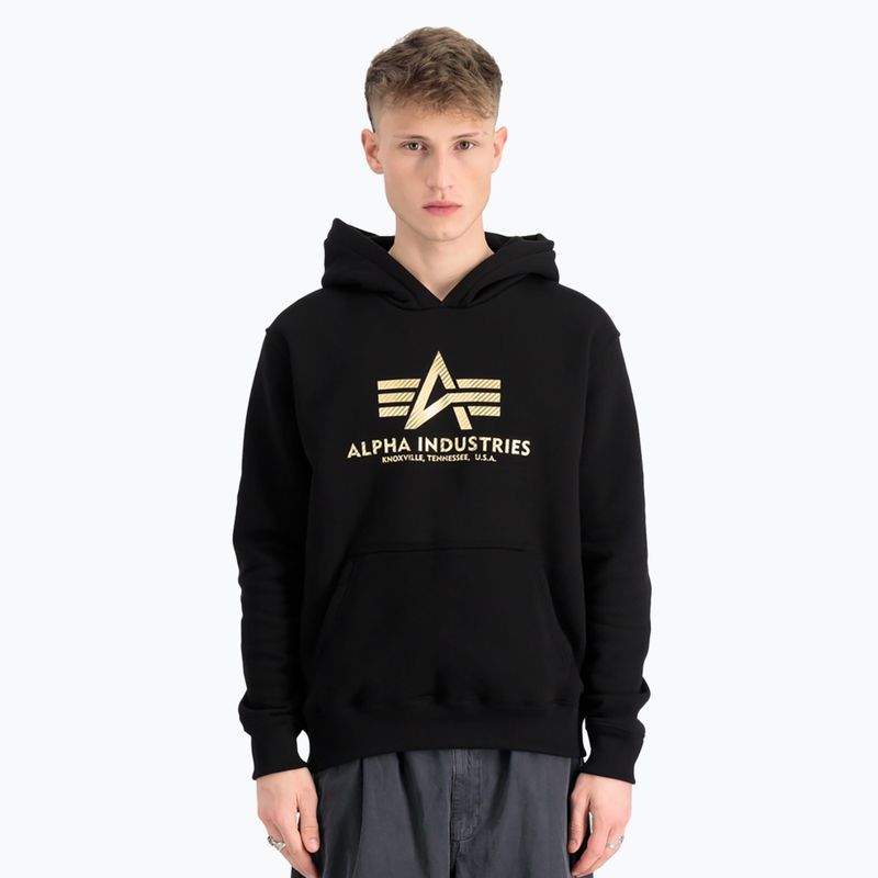 Férfi pulóver Alpha Industries Basic Carbon Hoody black/gold