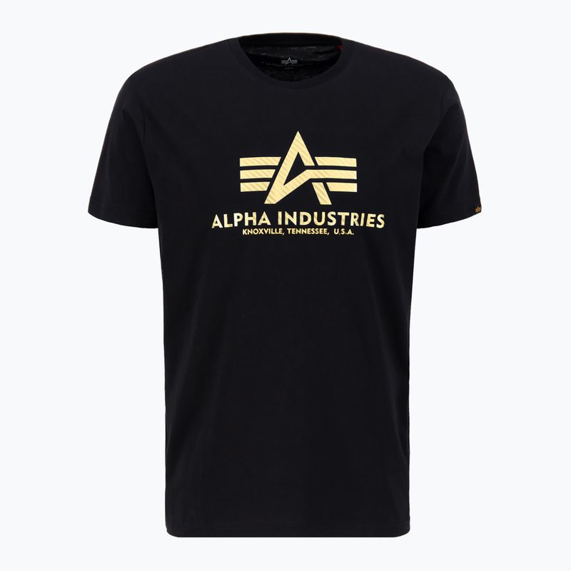 Férfi póló Alpha Industries Basic T Carbon black/gold