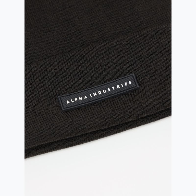 Sapka Alpha Industries Rubber Logo Beanie black 3