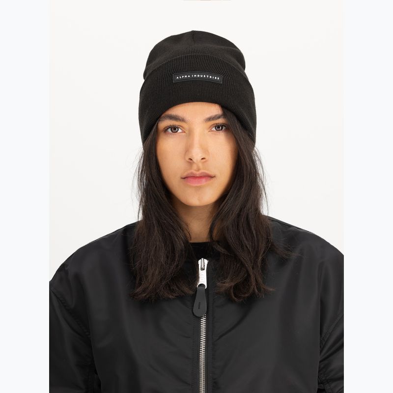 Sapka Alpha Industries Rubber Logo Beanie black 4