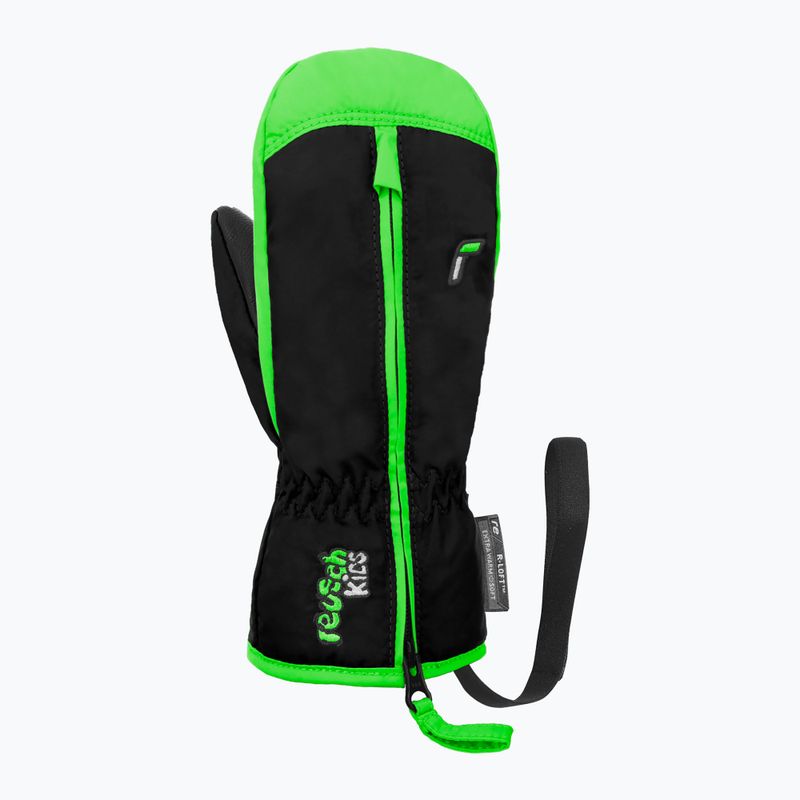 Gyermek síelő kesztyű Reusch Ben Mitten fekete/neonzöld 6