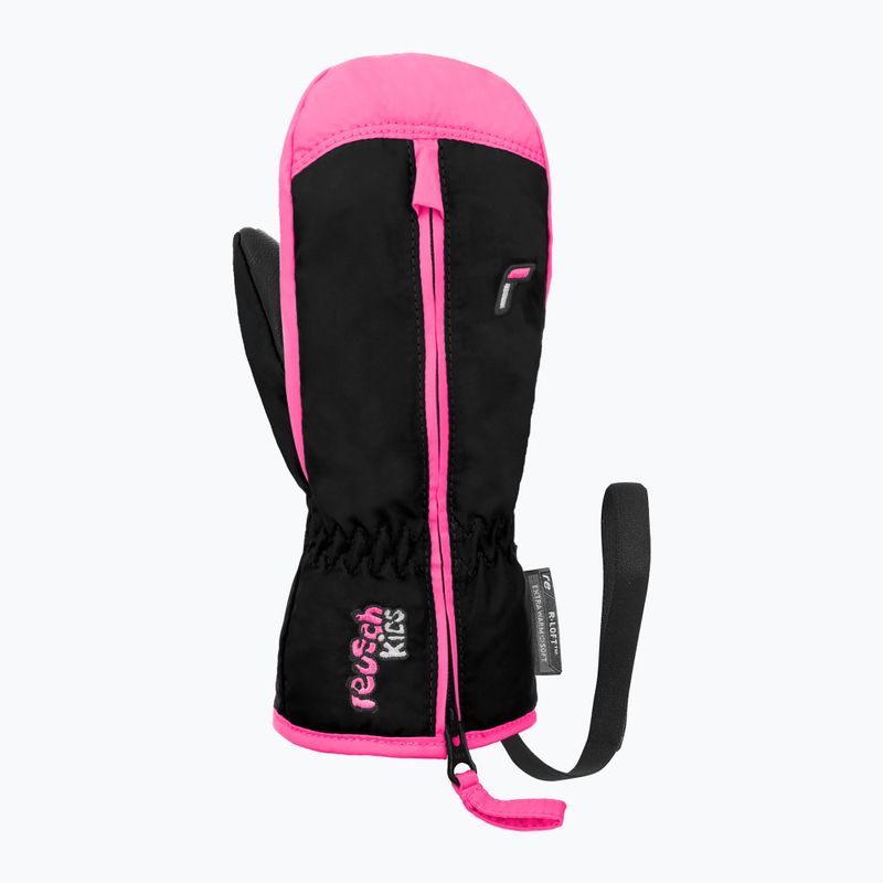 Gyerek síkesztyűk Reusch Ben Mitten black/ knockout pink 2
