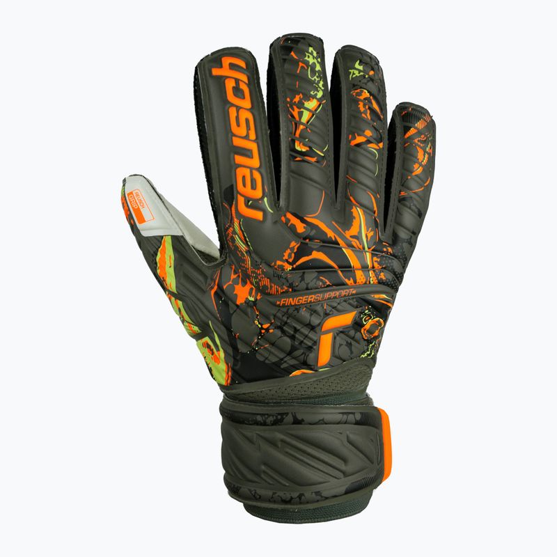 Reusch Attrakt Grip Finger Support kapuskesztyű zöld-narancs 5370010-5556 5