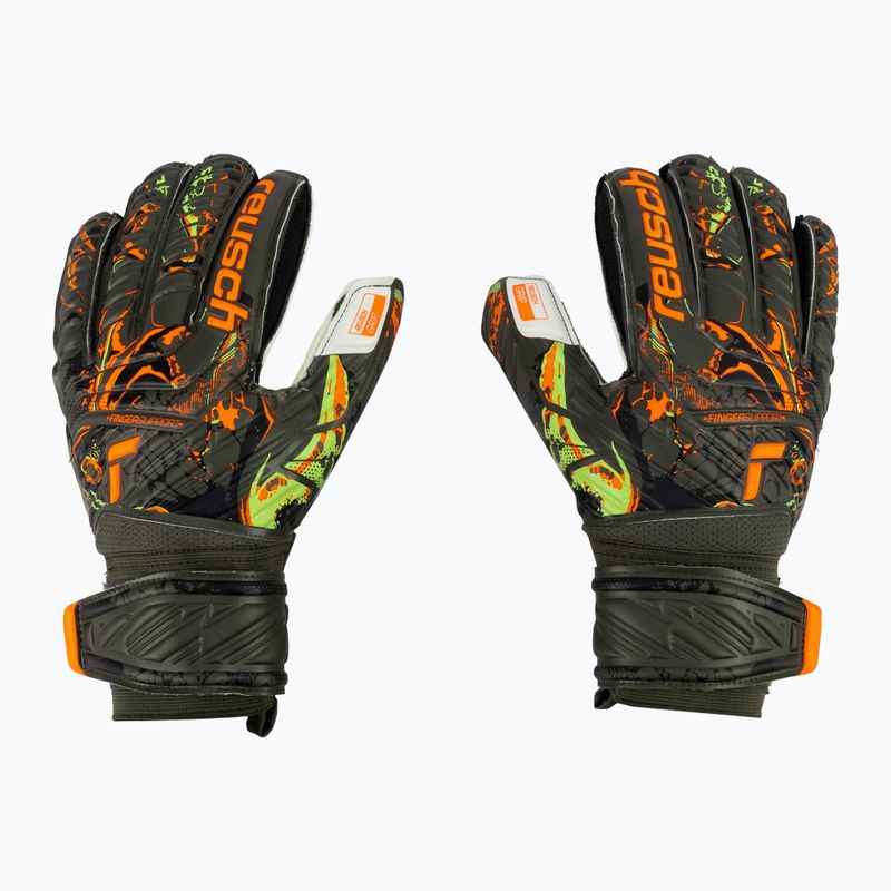 Reusch Attrakt Grip Finger Support kapuskesztyű zöld-narancs 5370010-5556