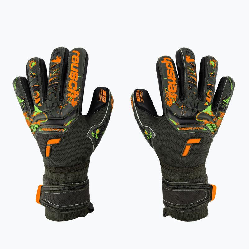 Reusch Attrakt Gold X Finger Support Junior kapuskesztyű zöld-fekete 5372050-5555
