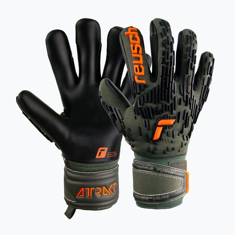 Reusch Attrakt Freegel Silver Junior kapuskesztyű fekete-zöld 5372035-5555 4