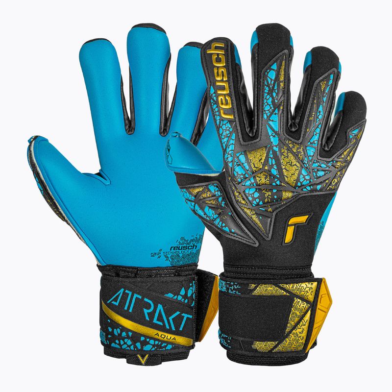 kapuskesztyű Reusch Attrakt Aqua Finger Support black/gold/aqua