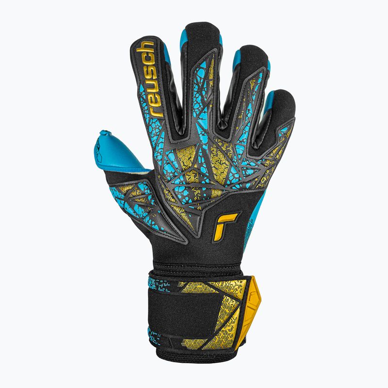 kapuskesztyű Reusch Attrakt Aqua Finger Support black/gold/aqua 2