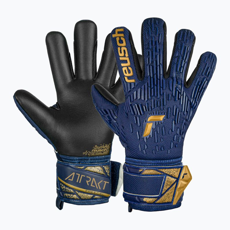 Gyermek kapuskesztyű Reusch Attrakt Freegel Silver Junior premium blue/gold/black