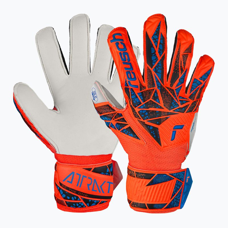 Gyermek kapuskesztyű Reusch Attrakt Solid Finger Support Junior hyper orng/elec blue