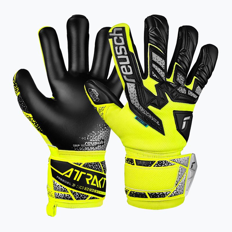 Reusch Attrakt Freegel Silver Junior biztonsági sárga/ezüst/fekete gyermek kapuskesztyű