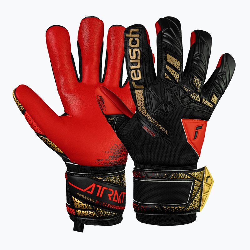 Reusch Attrakt Freegel Silver Junior gyermek kapuskesztyű fekete/arany/tüzes piros