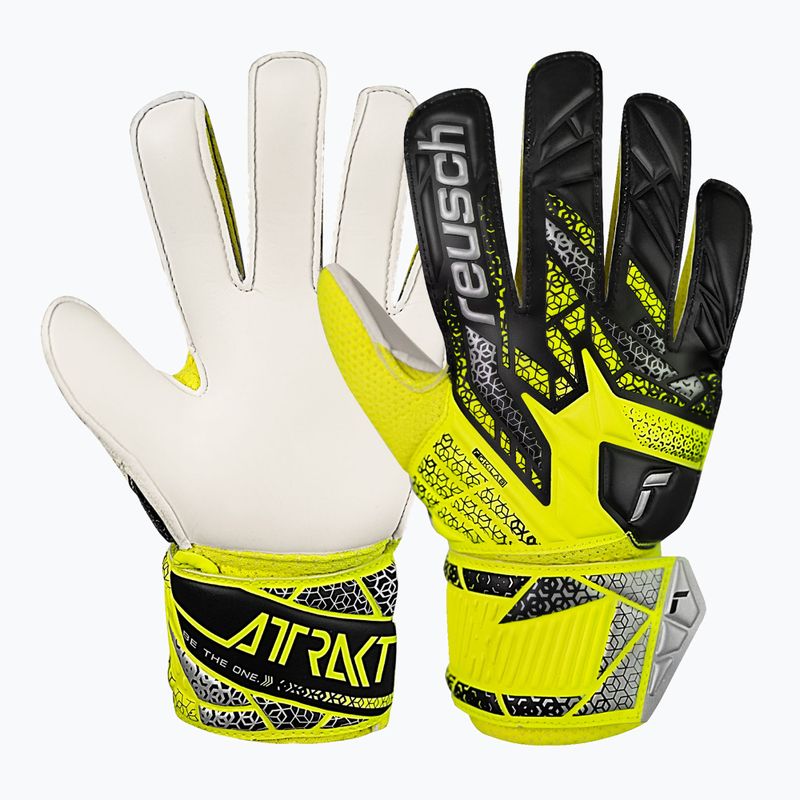 Reusch Attrakt Solid Junior biztonsági sárga/ezüst gyermek kapus kesztyű