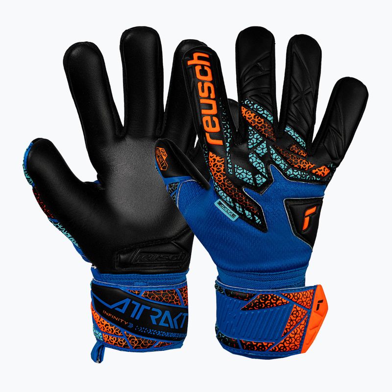 Reusch Attrakt Infinity NC Junior elektromos kék/sokkoló narancs/fekete kapuskesztyű