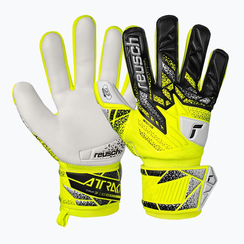 Reusch Attrakt Grip Junior biztonsági sárga/ezüst gyermek kapuskesztyű