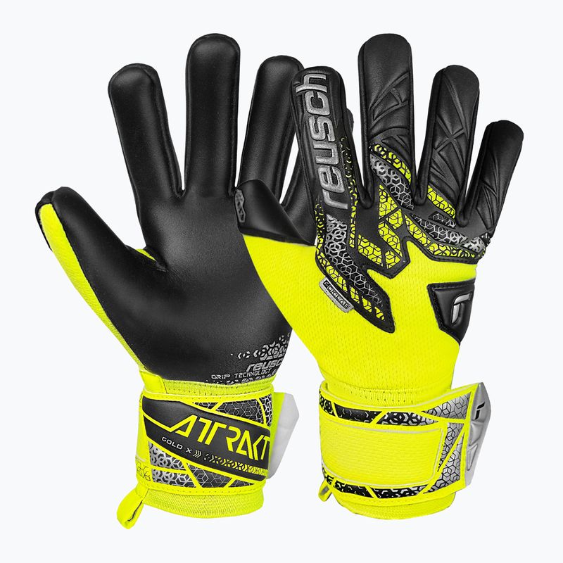 Reusch Attrakt Gold X NC Junior biztonsági sárga/ezüst/fekete gyermek kapuskesztyű