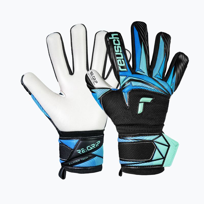 Reusch Attrakt RE:GRIP NC Junior black/ocean light gyerek kapus kesztyű 2