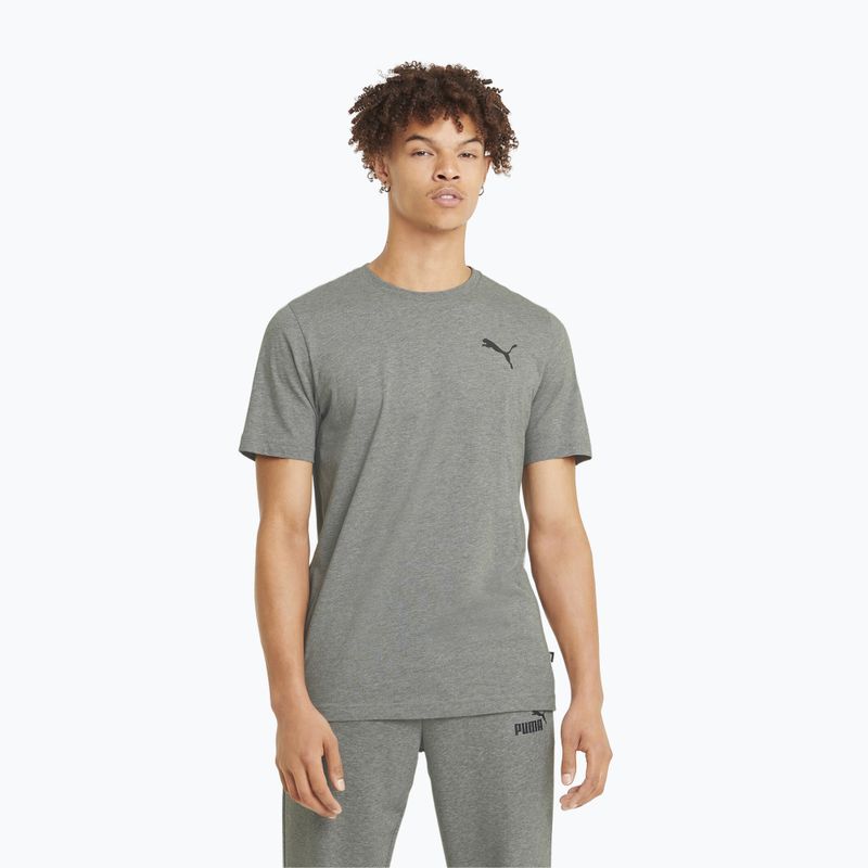 Férfi PUMA Ess Small Logo Tee közepes szürke heather/közepes szürke heather/macska póló