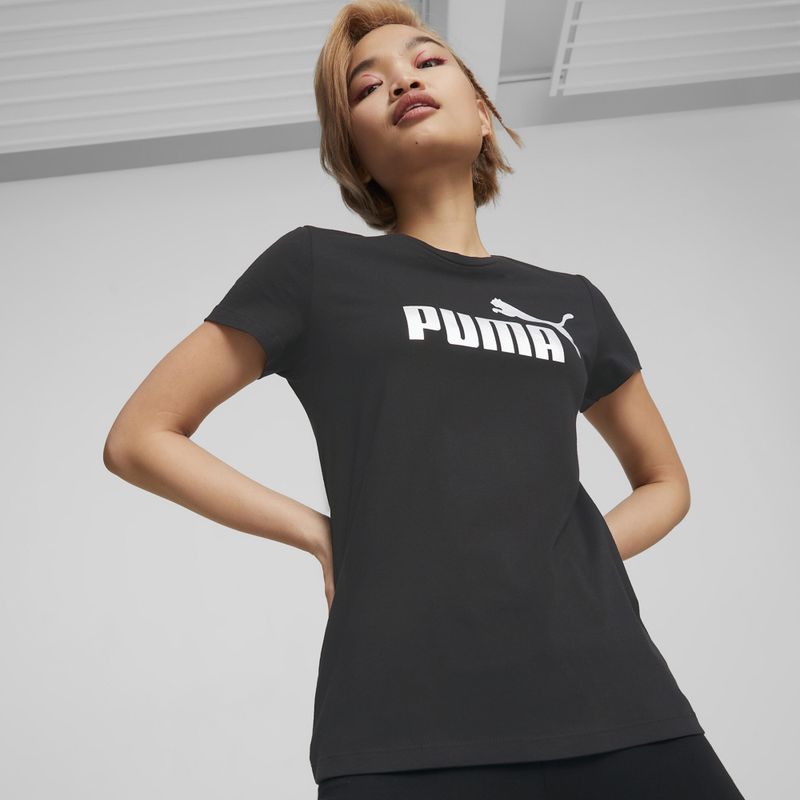 Női PUMA ESS+ Metallic Logo Tee puma fekete/ezüst metál puma 3