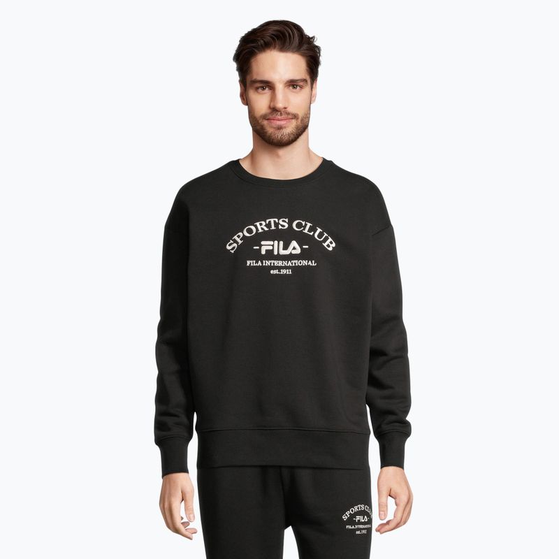 Férfi FILA Brand Loose Fit Crew melegítőfelső fekete