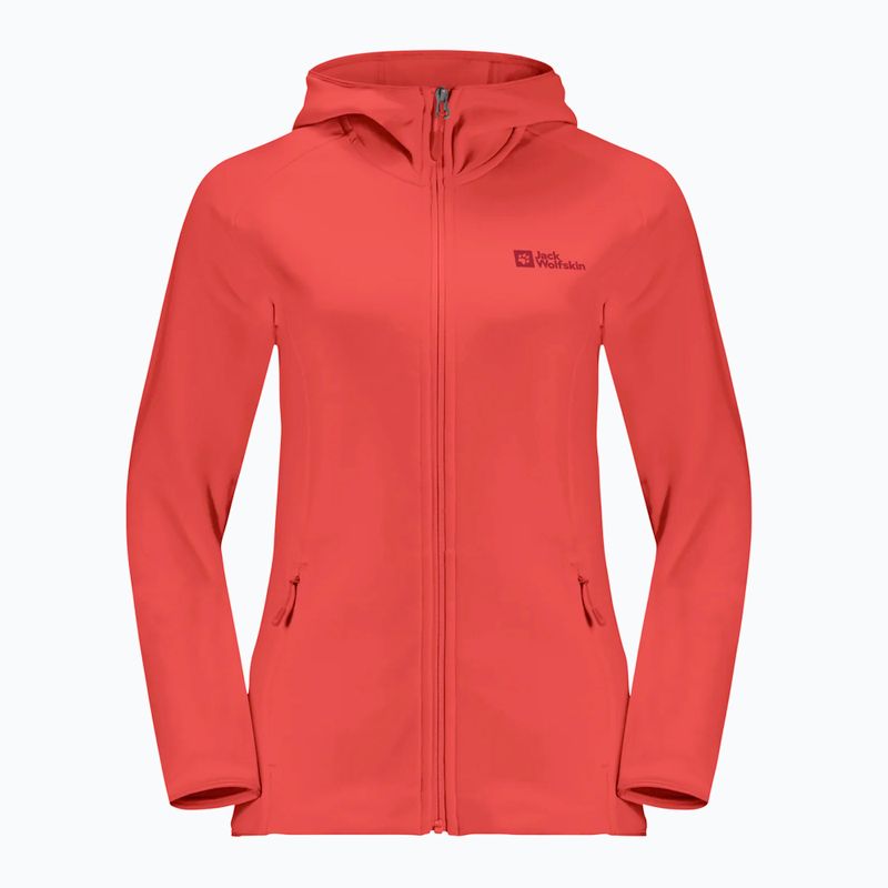 Jack Wolfskin női pulóver Baiselberg Hooded FZ vibrant red 5