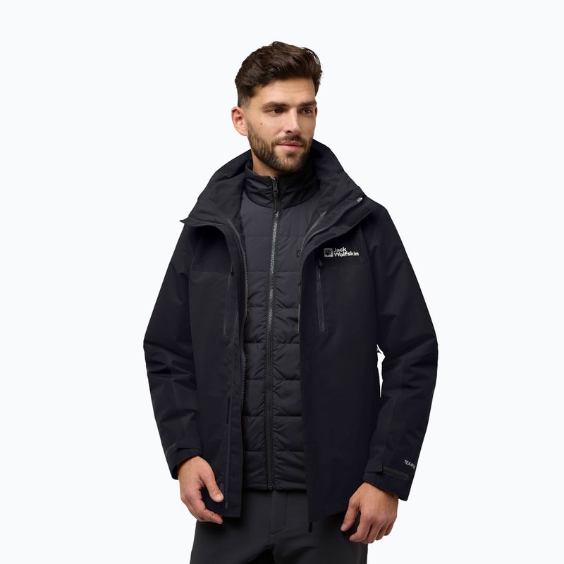 Férfi 3 az 1-ben dzseki Jack Wolfskin Jasper 3In1 fekete 3