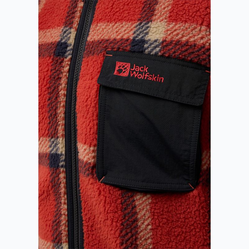 Férfi Jack Wolfskin Fleece Sweatshirt Felslicht Check intenzív rozsda 4