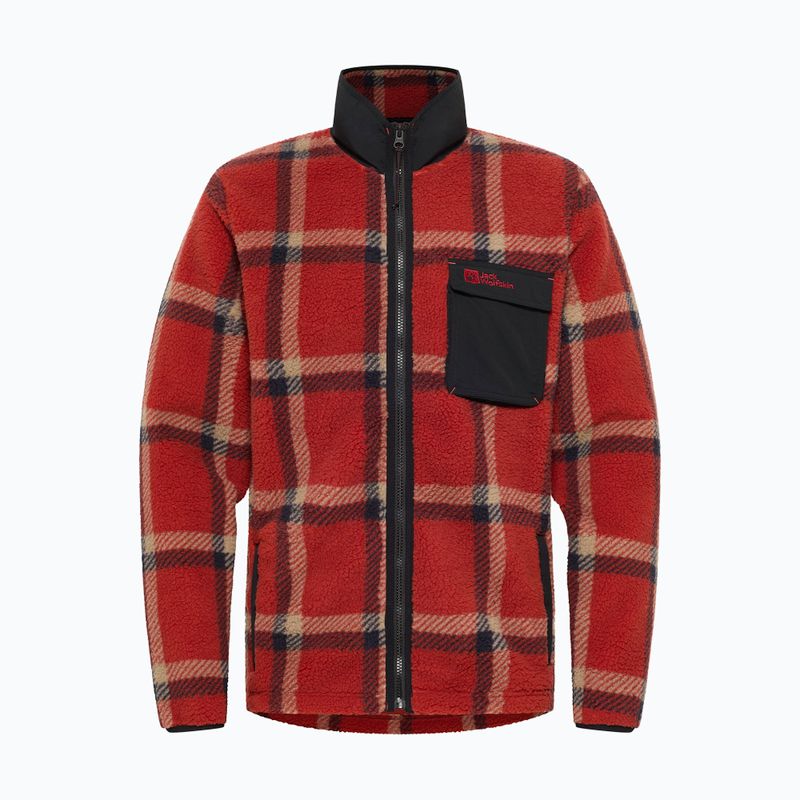 Férfi Jack Wolfskin Fleece Sweatshirt Felslicht Check intenzív rozsda 6