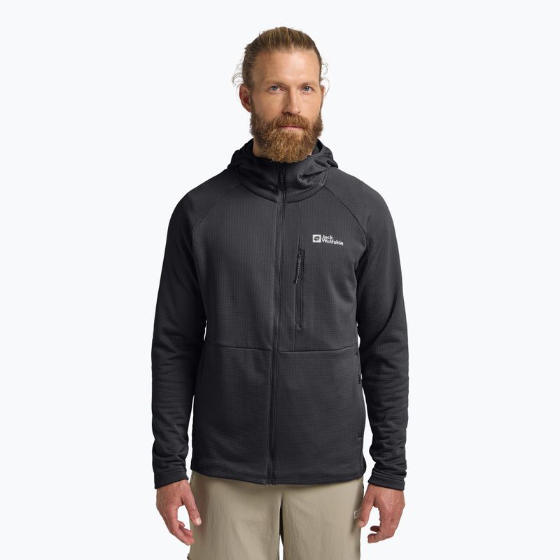 Férfi Jack Wolfskin Kolbenberg kapucnis, teljes cipzáras fantom fleece pulóver