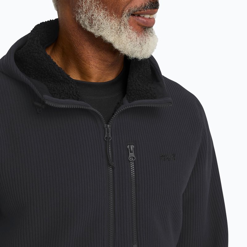 Férfi túrapulóver Jack Wolfskin Lake Ridge kapucnis fekete 5
