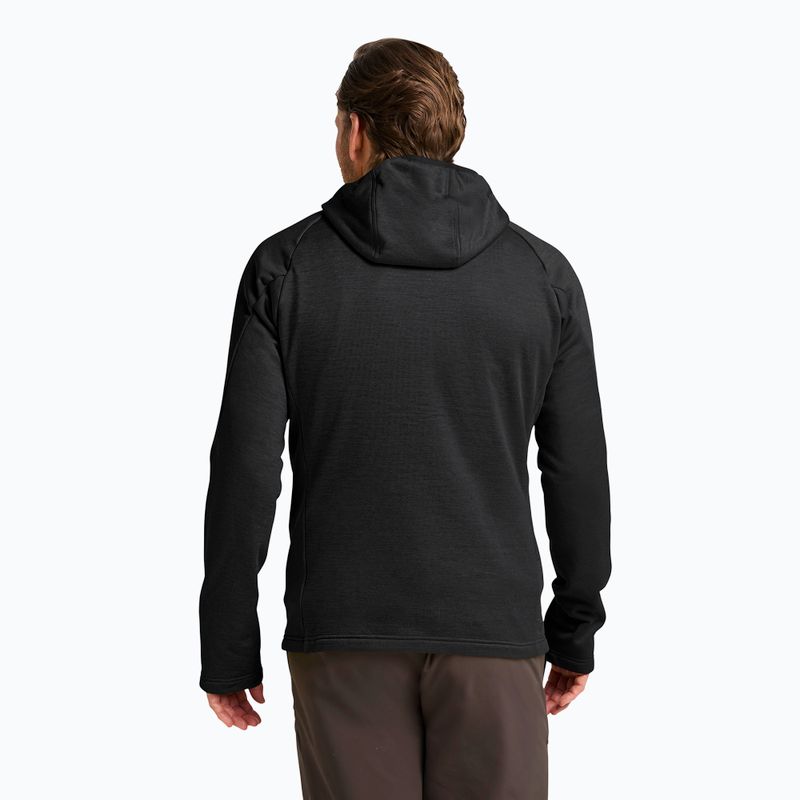 Férfi túrapulóver Jack Wolfskin Peak District kapucnis, teljes cipzár fekete 3