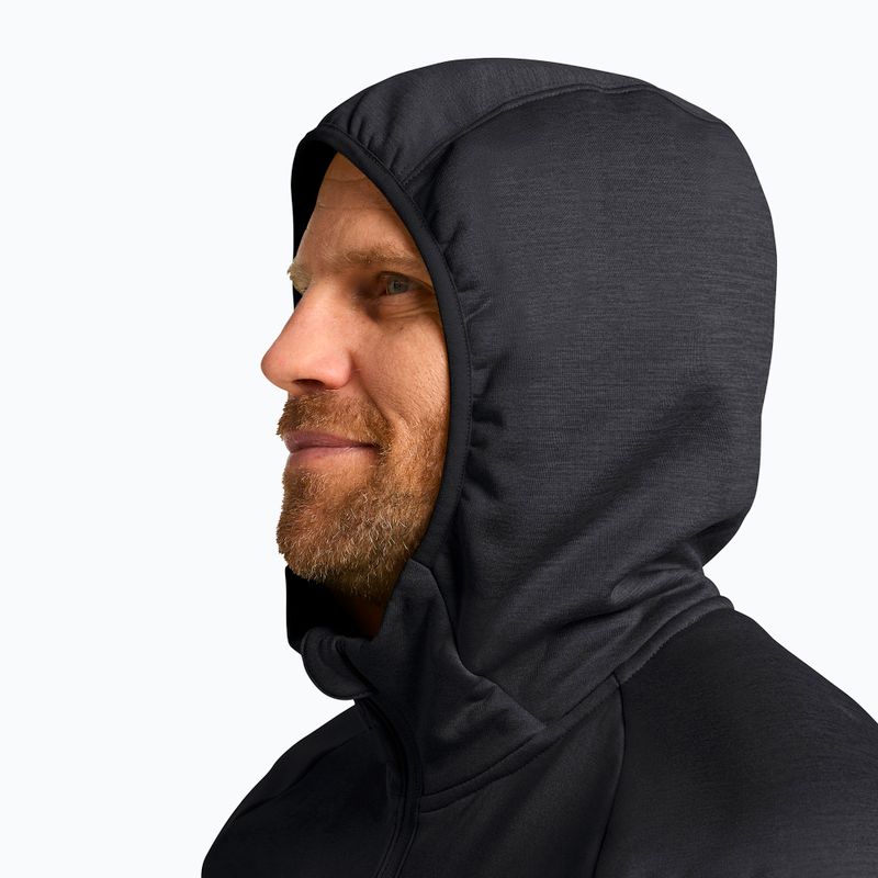 Férfi túrapulóver Jack Wolfskin Peak District kapucnis, teljes cipzár fekete 4