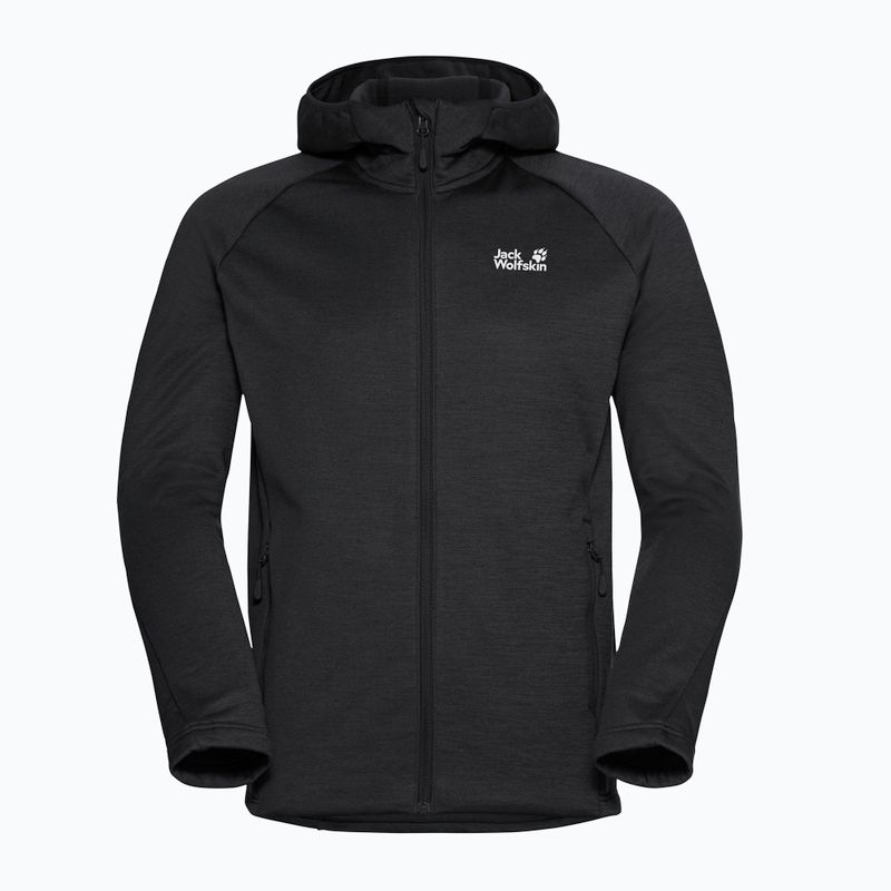 Férfi túrapulóver Jack Wolfskin Peak District kapucnis, teljes cipzár fekete 7