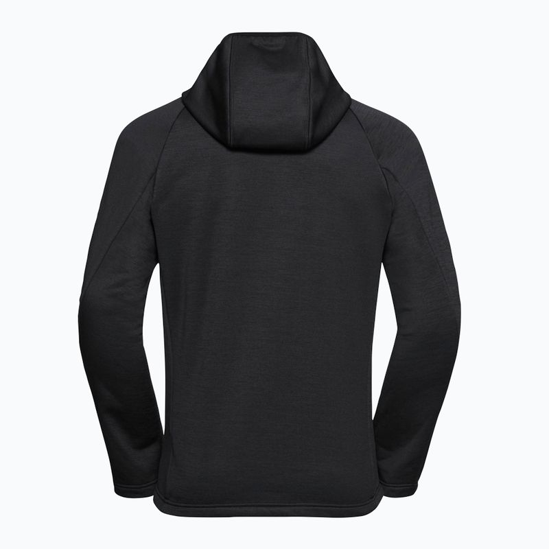 Férfi túrapulóver Jack Wolfskin Peak District kapucnis, teljes cipzár fekete 8