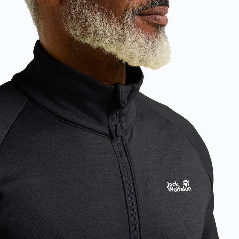 Férfi túrapulóver Jack Wolfskin Peak District Full Zip fekete 4