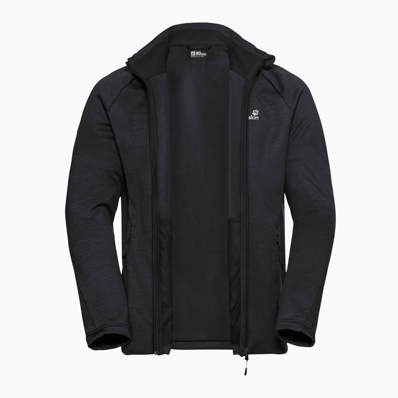 Férfi túrapulóver Jack Wolfskin Peak District Full Zip fekete 9