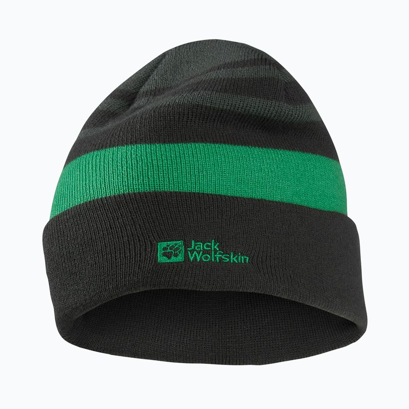 Gyerek téli sapka Jack Wolfskin Stripy Knit pala zöld/misztikus