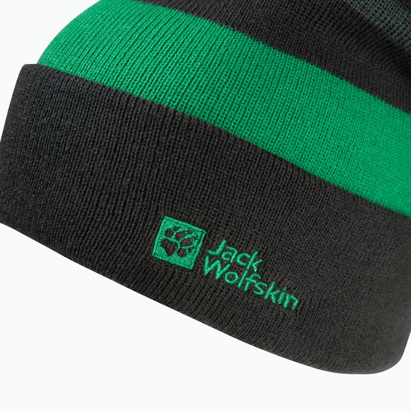Gyerek téli sapka Jack Wolfskin Stripy Knit pala zöld/misztikus 3