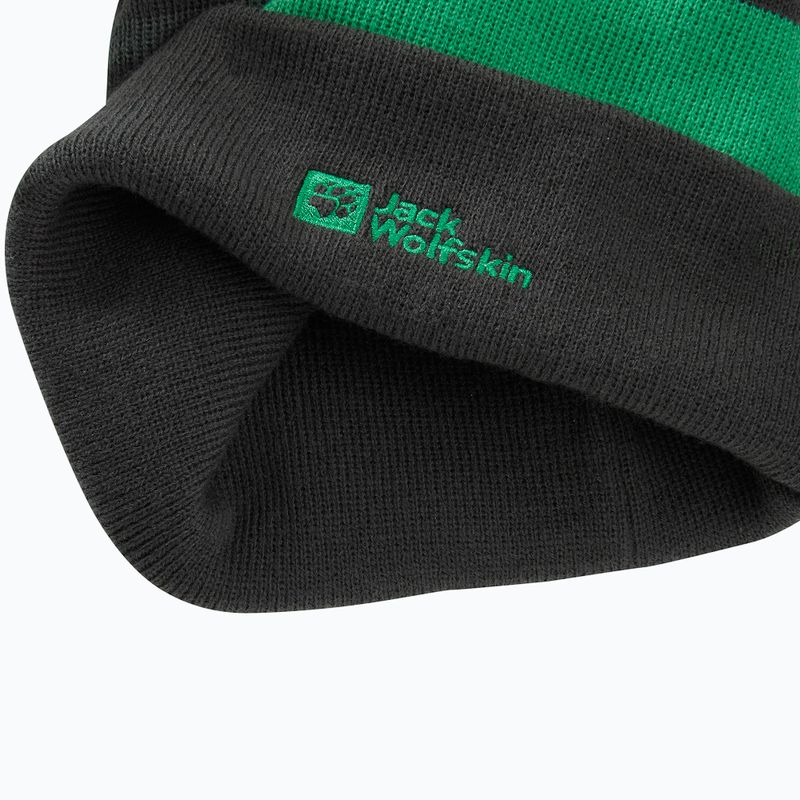 Gyerek téli sapka Jack Wolfskin Stripy Knit pala zöld/misztikus 5